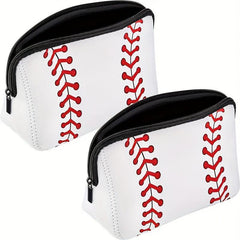 Softball Pattern Zipper Pouch Toiletry Organizer Bag