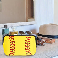 Softball Pattern Zipper Pouch Toiletry Organizer Bag