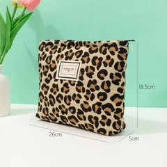Leopard Print Cosmetic Bag Large Capacity Makeup Travel Pouch Yellow