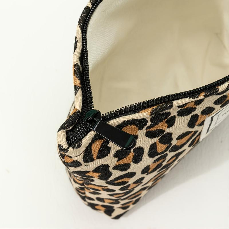 Leopard Print Cosmetic Bag Large Capacity Makeup Travel Pouch Yellow