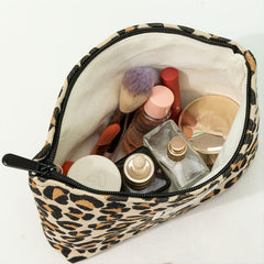 Leopard Print Cosmetic Bag Large Capacity Makeup Travel Pouch Yellow