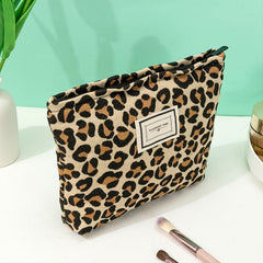 Leopard Print Cosmetic Bag Large Capacity Makeup Travel Pouch Yellow
