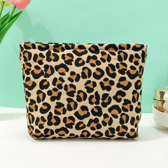 Leopard Print Cosmetic Bag Large Capacity Makeup Travel Pouch Yellow
