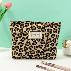 Leopard Print Cosmetic Bag Large Capacity Makeup Travel Pouch Yellow