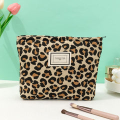 Leopard Print Cosmetic Bag Large Capacity Makeup Travel Pouch Yellow
