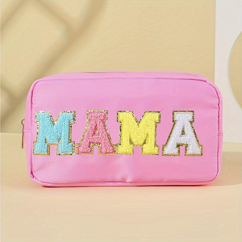 Waterproof Mama Pouch Makeup Bag Preppy Patch for Women and Girls