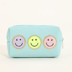 Waterproof Cosmetic Bag w/ Embroidered Letter Stickers - Stylish Storage
