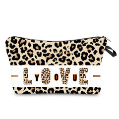 Roomy Leopard LOVE Makeup Bag for Travel and Storage