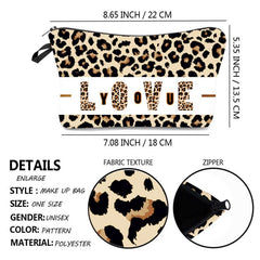 Roomy Leopard LOVE Makeup Bag for Travel and Storage
