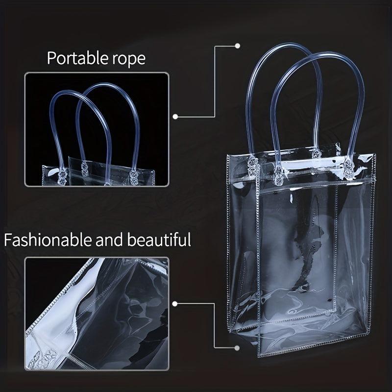 Clear Makeup Bag With Handle Transparent Toiletry Bag Gift Wrap Tote Bag