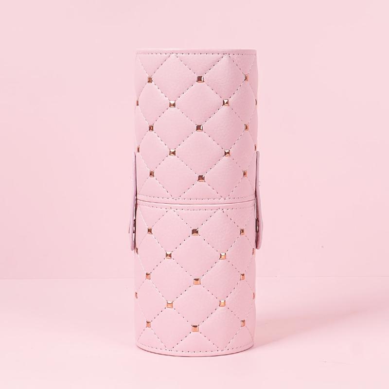Rivets Studded Cosmetic Brush Travel Case Portable Makeup Brush Holder Cup
