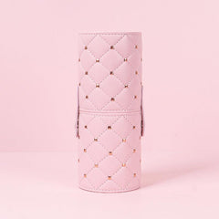 Rivets Studded Cosmetic Brush Travel Case Portable Makeup Brush Holder Cup