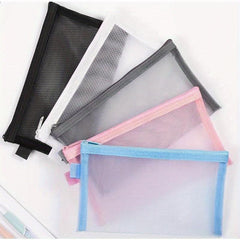 5Pcs Nylon Mesh Cosmetic Bags Zipper Makeup Pouch Travel Cases