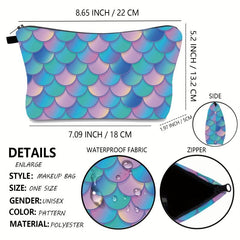 Double Sided Mermaid Makeup Bag Waterproof Travel Cosmetic Zipper Pouch