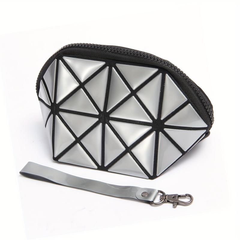 Geometric Clutch Makeup Bag For Purse Travel Cosmetic Bag With Wristlet
