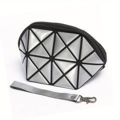 Geometric Clutch Makeup Bag For Purse Travel Cosmetic Bag With Wristlet