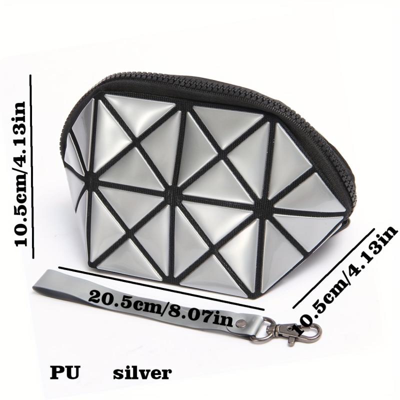 Geometric Clutch Makeup Bag For Purse Travel Cosmetic Bag With Wristlet