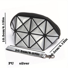 Geometric Clutch Makeup Bag For Purse Travel Cosmetic Bag With Wristlet