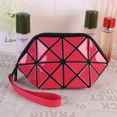 Geometric Clutch Makeup Bag For Purse Travel Cosmetic Bag With Wristlet