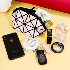 Geometric Clutch Makeup Bag For Purse Travel Cosmetic Bag With Wristlet