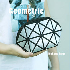 Geometric Clutch Makeup Bag For Purse Travel Cosmetic Bag With Wristlet