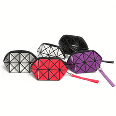 Geometric Clutch Makeup Bag For Purse Travel Cosmetic Bag With Wristlet