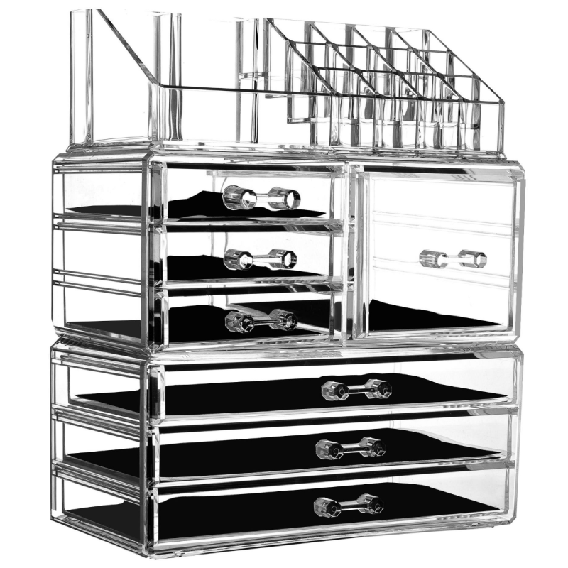 Clear Cosmetic Storage Organizer for Vanity Bathroom Counter or Dresser