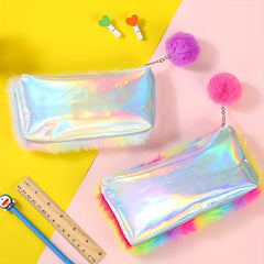 Colorful Plush Makeup Bag Zipper Roomy Brush Organizer