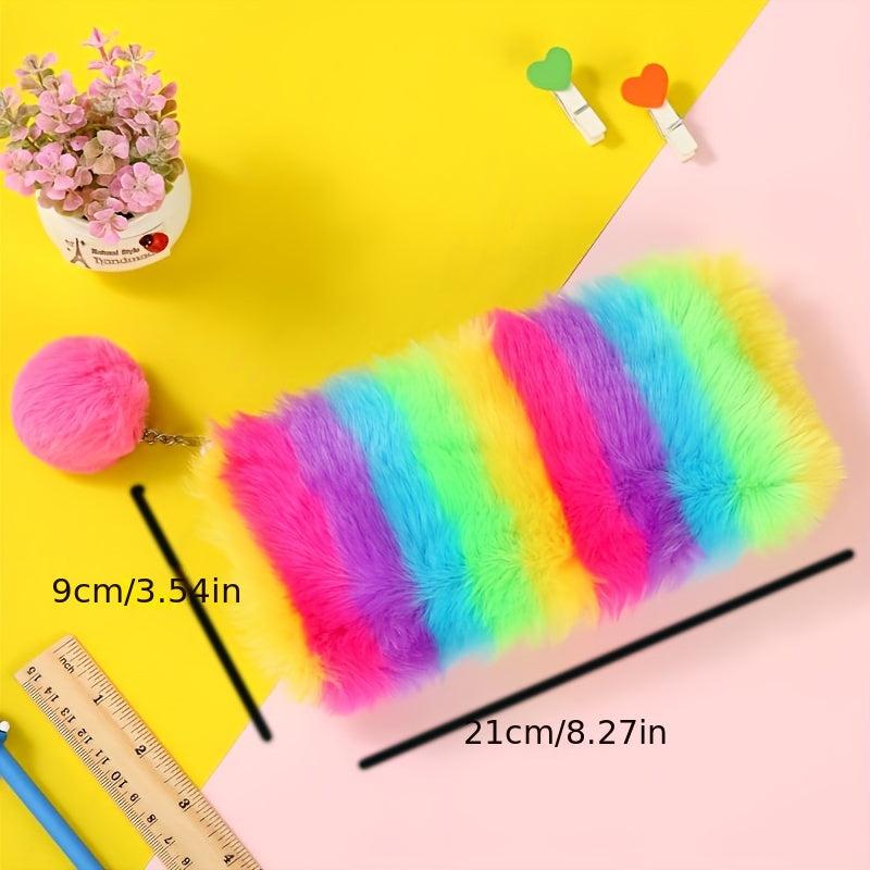 Colorful Plush Makeup Bag Zipper Roomy Brush Organizer