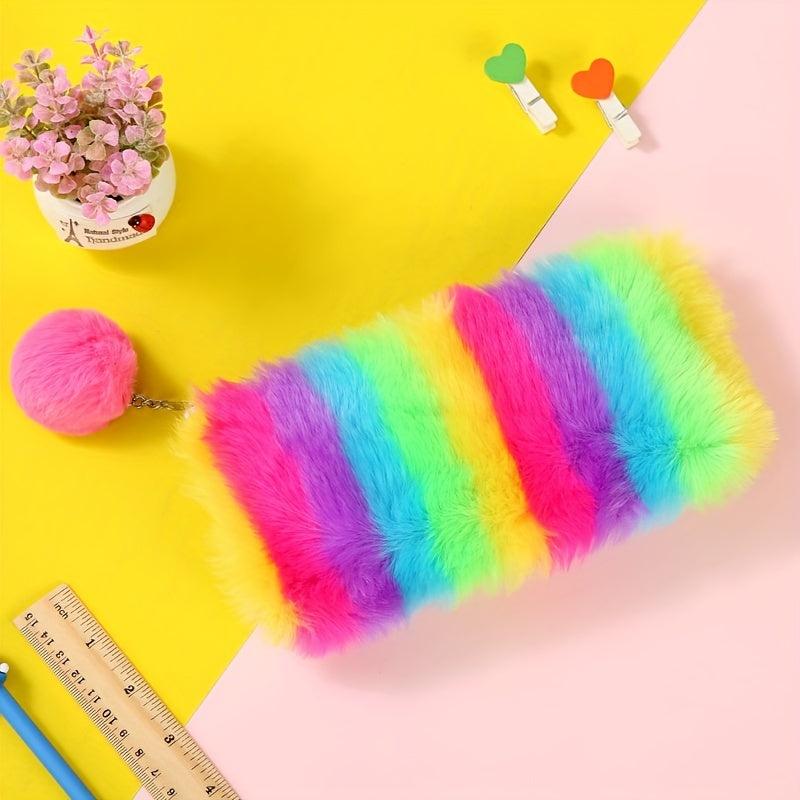 Colorful Plush Makeup Bag Zipper Roomy Brush Organizer