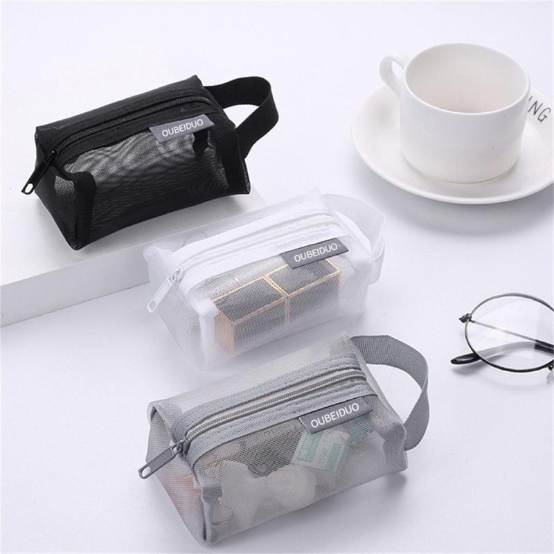 Mesh Pouch Makeup Bag Zipper Cosmetic Organizer Travel Daily Small Items