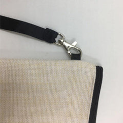 Portable Linen Zipper Clutch Makeup Bag with Wrist Strap