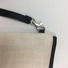 Portable Linen Zipper Clutch Makeup Bag with Wrist Strap
