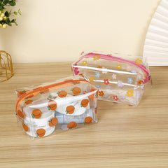 Peach Print Zipper Makeup Bag PVC Waterproof Travel Toiletry Bag