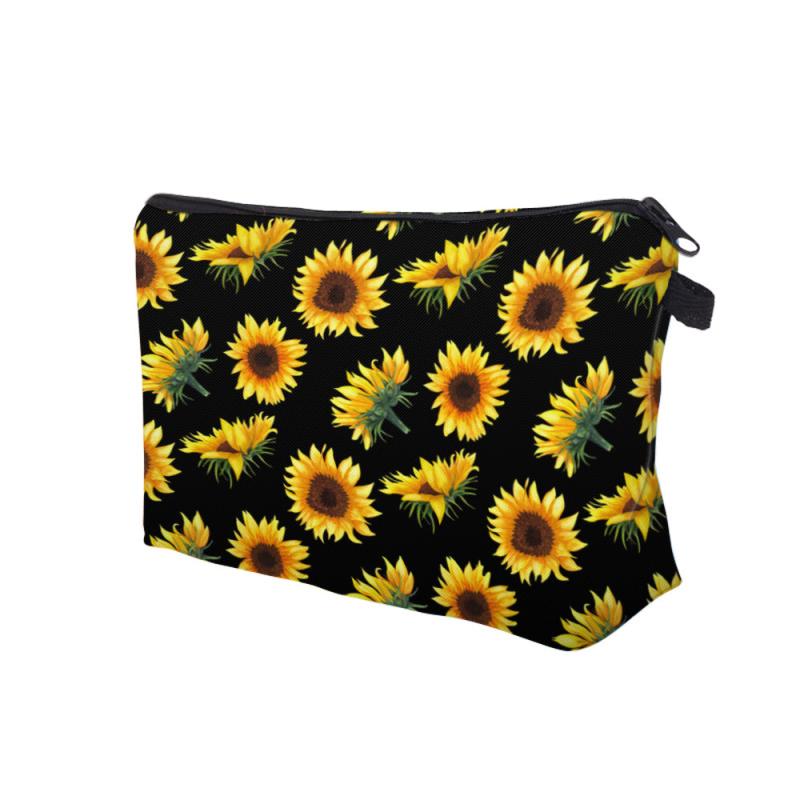 Sunflower Flowers Cosmetic Bag Waterproof Makeup Toiletry Pouch