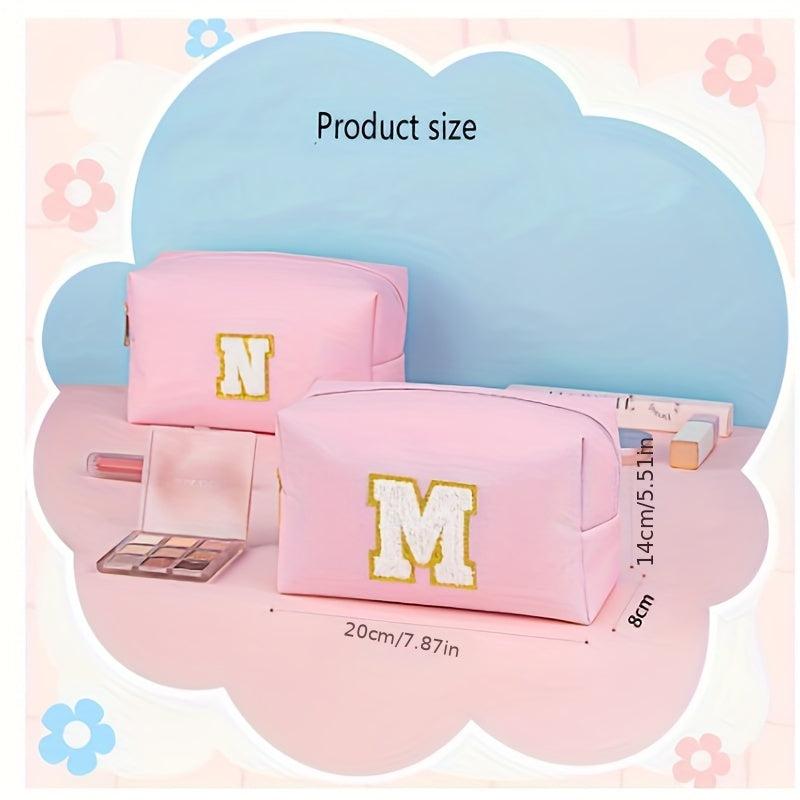 Monogrammed PU Waterproof Travel Toiletry Bag for Women, Letter K