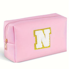 Monogrammed PU Waterproof Travel Toiletry Bag for Women, Letter K