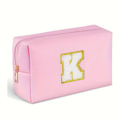 Monogrammed PU Waterproof Travel Toiletry Bag for Women, Letter K