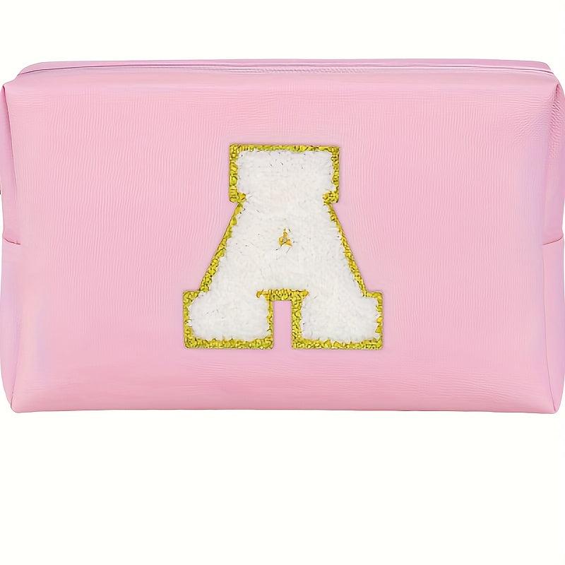 Monogrammed PU Waterproof Travel Toiletry Bag for Women, Letter K