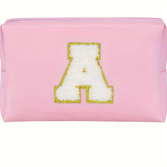 Monogrammed PU Waterproof Travel Toiletry Bag for Women, Letter K