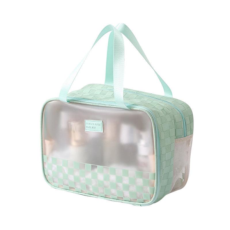Checkered Pattern Toiletry Travel Bag with Dry & Wet Separation