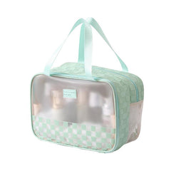 Checkered Pattern Toiletry Travel Bag with Dry & Wet Separation