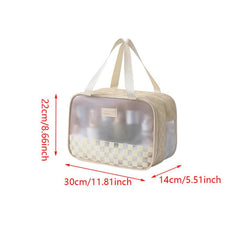 Checkered Pattern Toiletry Travel Bag with Dry & Wet Separation