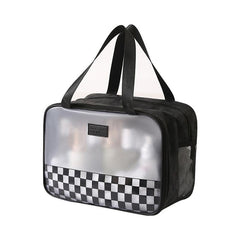 Checkered Pattern Toiletry Travel Bag with Dry & Wet Separation
