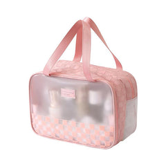 Checkered Pattern Toiletry Travel Bag with Dry & Wet Separation