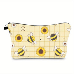 Sunflower Bee Cosmetic Bag Waterproof Makeup Bag for Travel