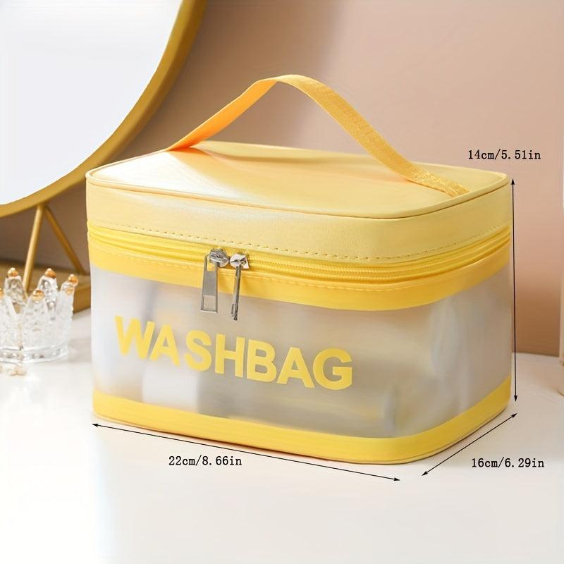 Letter Print PU Cosmetic Bag Waterproof Large Capacity Toiletry Bag