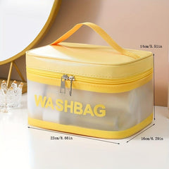 Letter Print PU Cosmetic Bag Waterproof Large Capacity Toiletry Bag