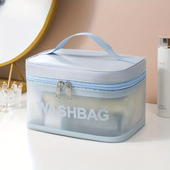 Letter Print PU Cosmetic Bag Waterproof Large Capacity Toiletry Bag