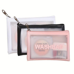 3pcs Clear Toiletry Bag Waterproof Makeup Zipper Pouch Portable Travel Bag
